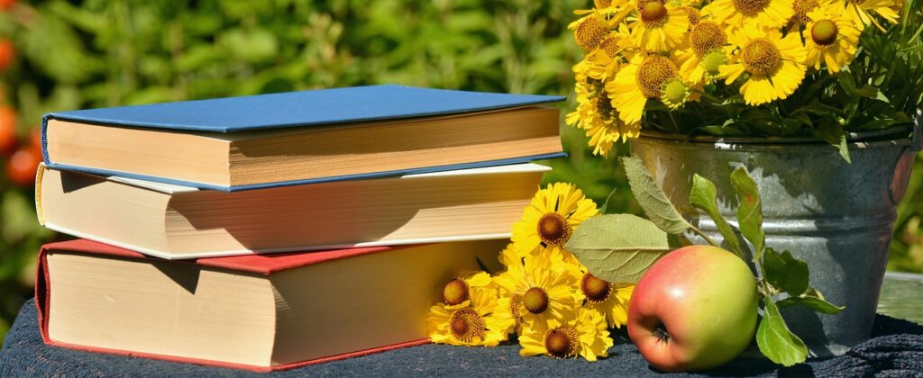books, read, garden, sun bride, apple, literature, used books, nature, relax, outdoors, stacked, stack, still life-1757734.jpg